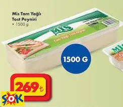 MİS TAM YAĞLI TOST PEYNİRİ 1500 G